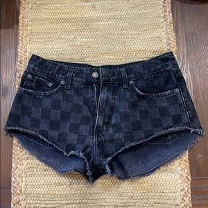 CARMAR Black Checkered Jean Shorts Size 26